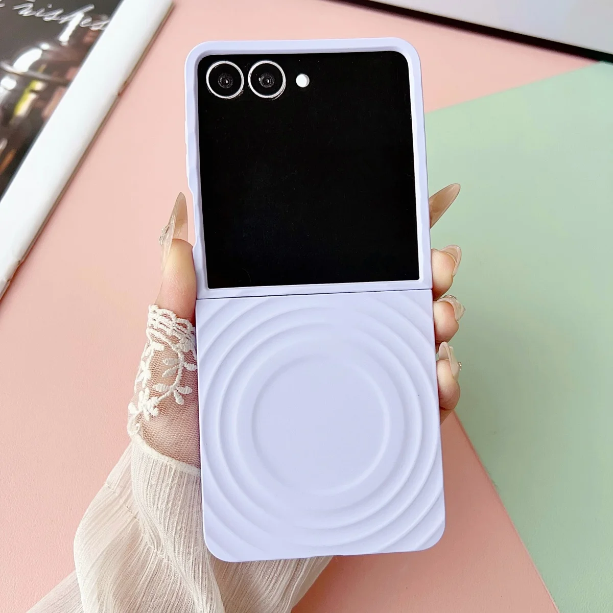 Matte Water Ripple Dopamine Color Magnetic Phone Case For Samsung Galaxy Z Flip 8 7 6 5 Zflip7 Fe Zflip8 3d For Magsafe Cover