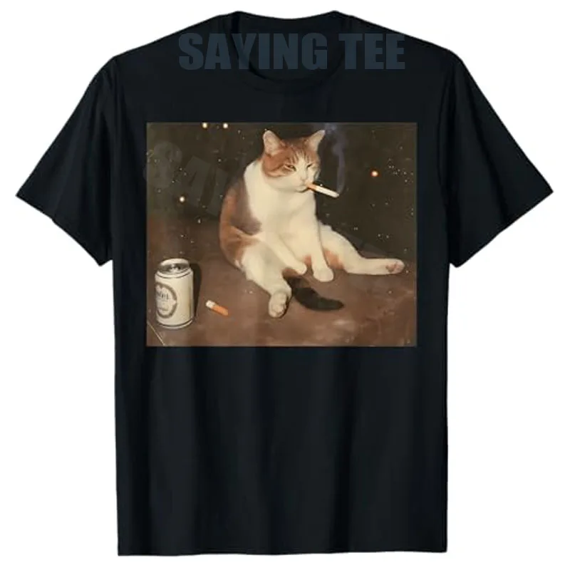 Y2k Kitten Smoker Joke Grafik-T-Shirt Katze Zigaretten Rauchen Urkomisch Sarkastisch Brainrot Sarkasmus Männer Frauen Kleidung Lustige Katze – Detail 3