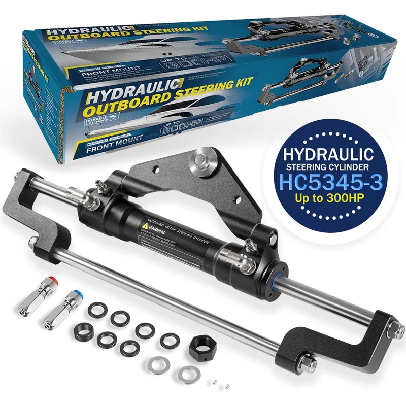 HC5345-3 Hydraulic Steering Cylinder for Outboard Boats up to 300HP, Front Mount, Max Pressure 10.3MPa/1500PSI