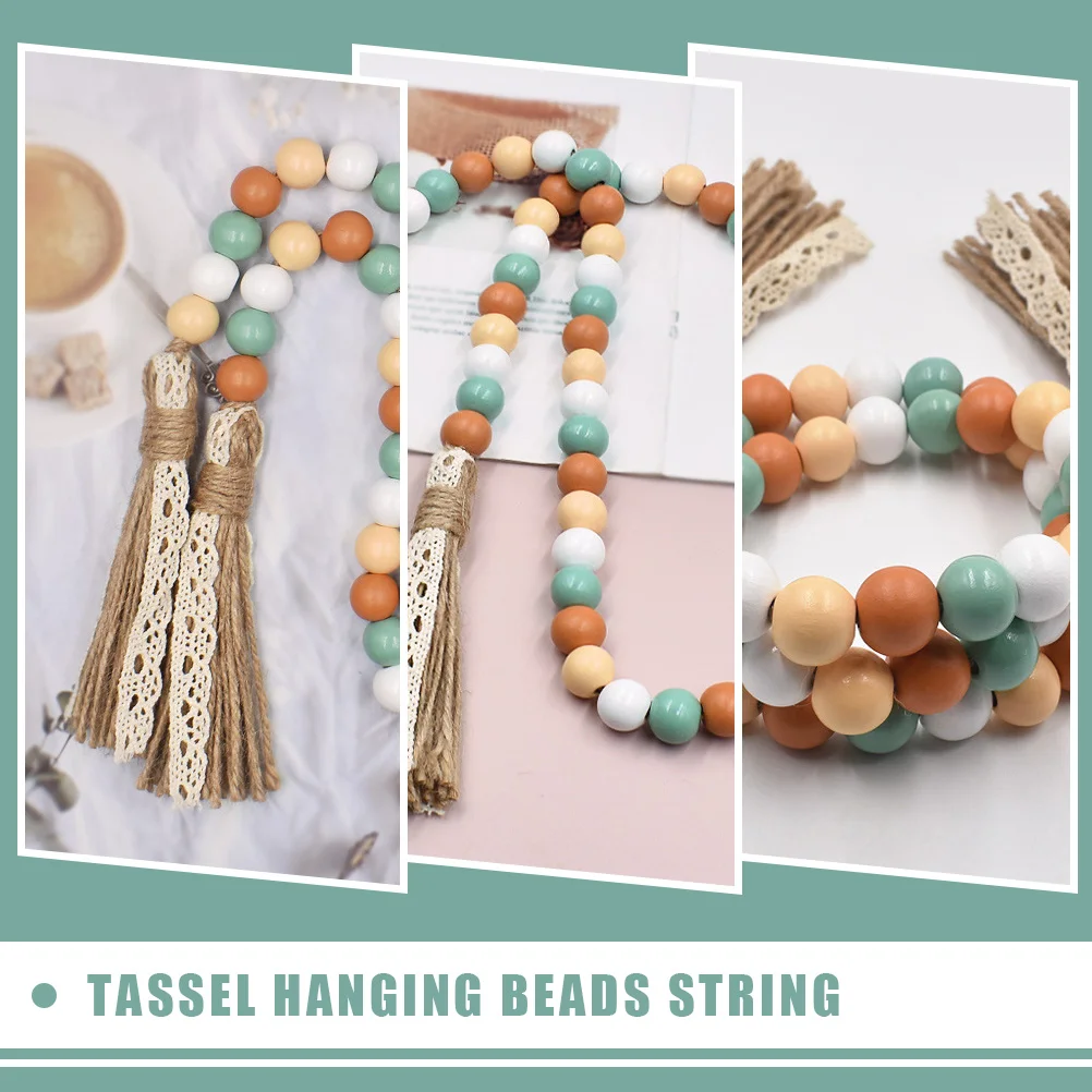 Beaded Cords for Tiered Tray Tassel Beads Garland Party Hanging Ornament Pendant Wood Summer