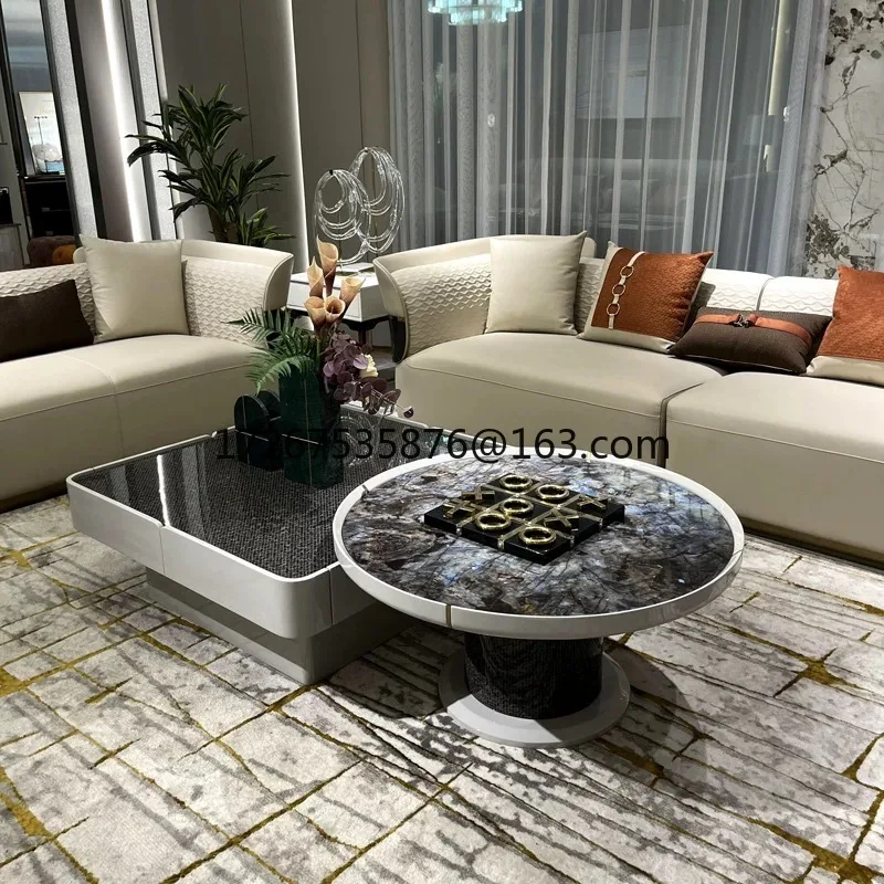 

Light luxury solid wood coffee table combination Italian minimalist size apartment household living room tea table coffee table