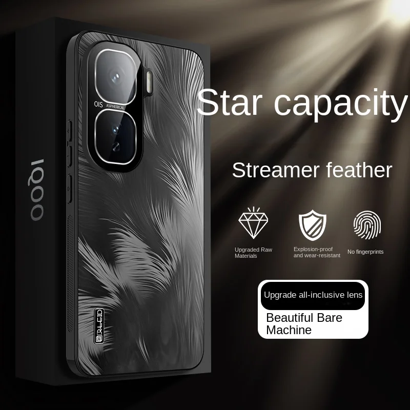 For VIVO IQOO Neo 10 10 Pro 10 ProPlus Electroplated Starry Sky Feather Texture Lens All-in-One Drop Anti-Fingerprint Phone Case