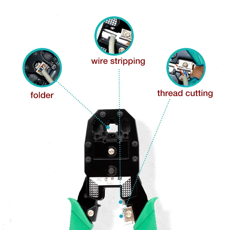 Herramienta de prueba de Cable de red LAN Utp, destornillador, pelacables, conector RJ45 RJ11, alicates de prensado de red de ordenador, juego de