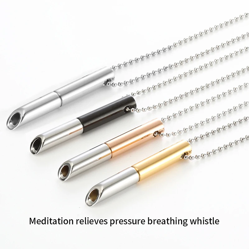 Stainless Steel Mindfulness Breathing Necklace For Women Men Relief Anxiety Pendant Stress Panic Attack Relief Meditation Tool