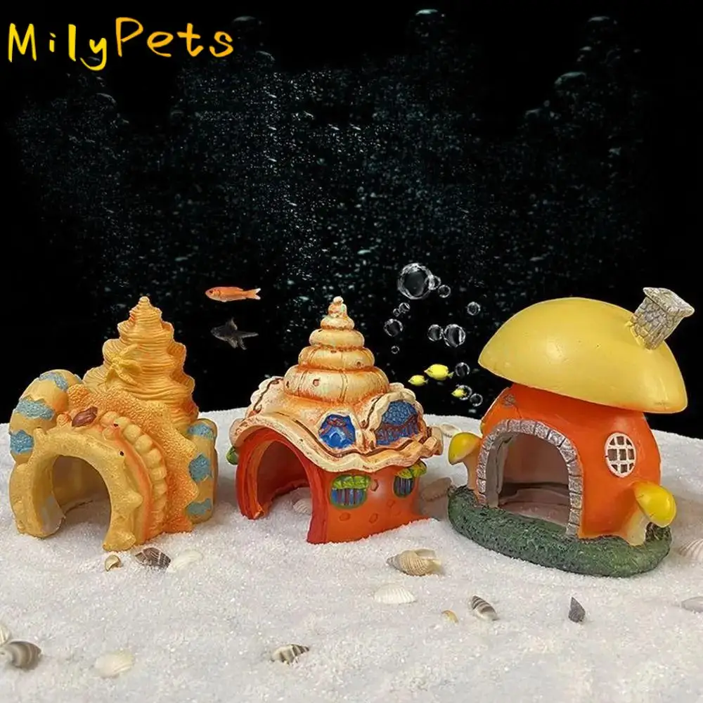 

Fish Hiding Cave Decorative Mushroom Conch House PVC Mini Fish Shrimp Hiding Shelter Simulation Conch Ornaments Aquarium