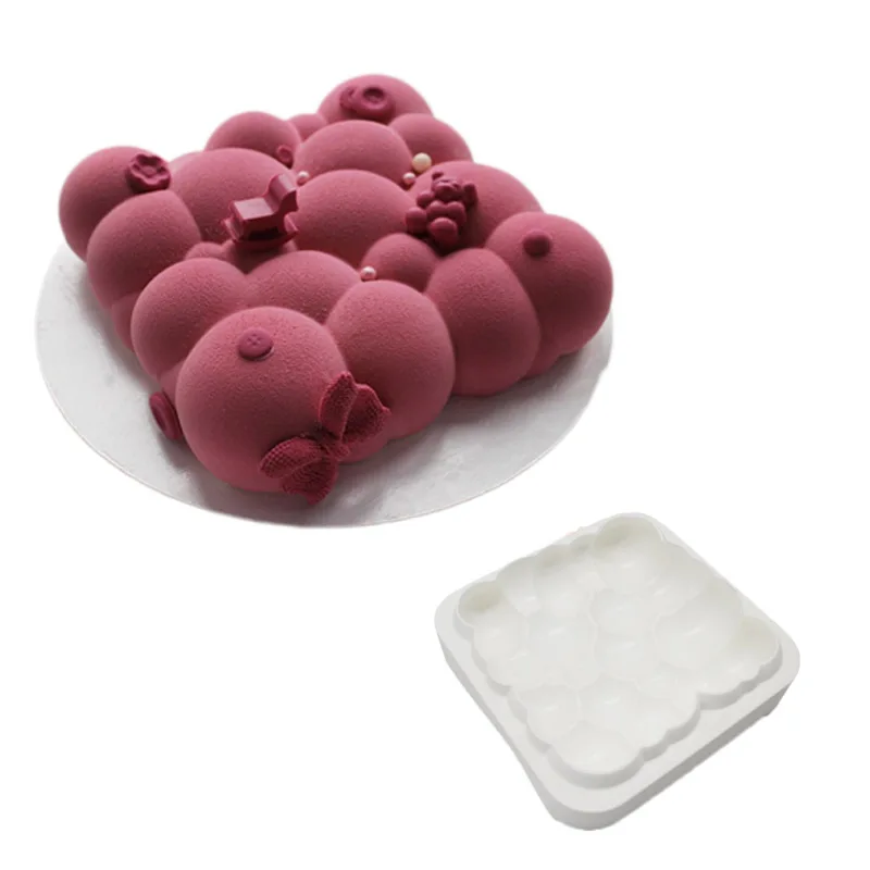 3D Square Cloud Cake Mold Cloud-shaped Baking Pan White Silicone Cake Pan Mousse Baking Cake Dessert Mould