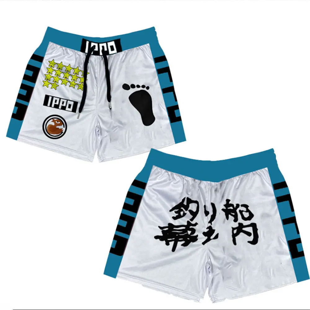 Men Beach Board Shorts Anime Print Fitness Training Workout Sport Short Pants Women Summer Gym Jogging Mesh Casual Shorts