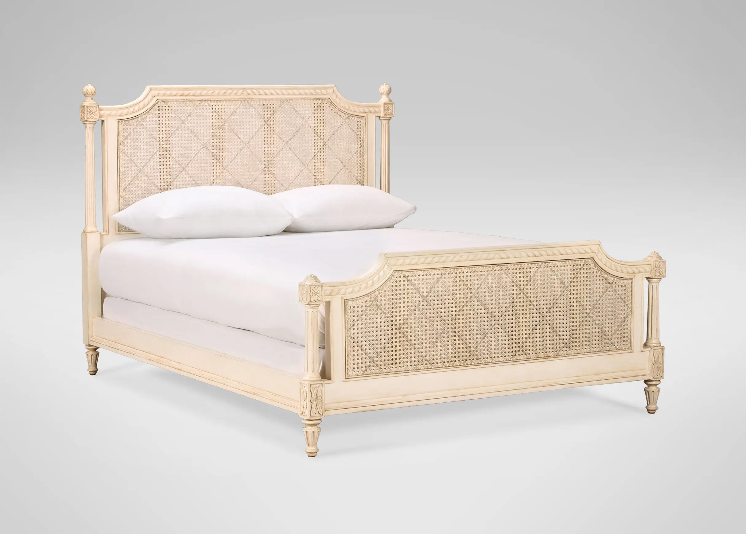 

* French traditional solid wood beech bedroom furniture set rattan bed for home use