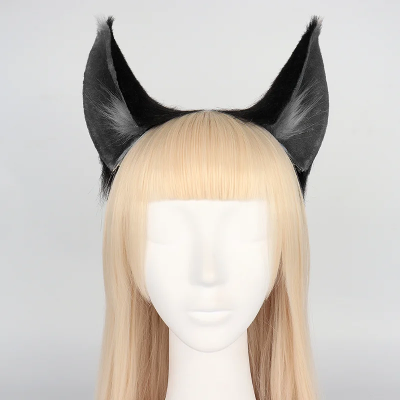 Diadema de orejas de lobo Sexy, tocado de orejas de zorro Kawaii, accesorios de Cosplay JK Girl, piel sintética, orejas de gato, horquilla, accesorios de Cosplay