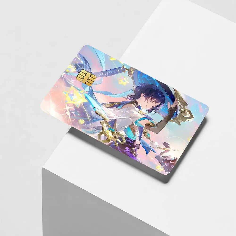 Game Genshin Impact Scaramouche Wander Credit Card Decorative Card Stickers Suitable For Bank Cards Metro Transit Anti-scratch