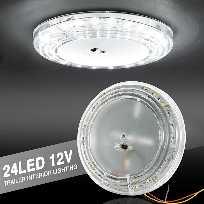 12V 46 LED Car Round Ceiling Dome Roof Light Interior Light Lamp On/Off Switch For Camper Van Caravan Motorhome Boat RV