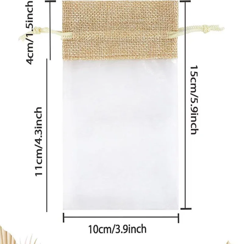 20Pcs Patchwork Linen Fabric for Candy and Toy Storage Packaging Festival Party Decoration Drawstring Drawstring Pocket