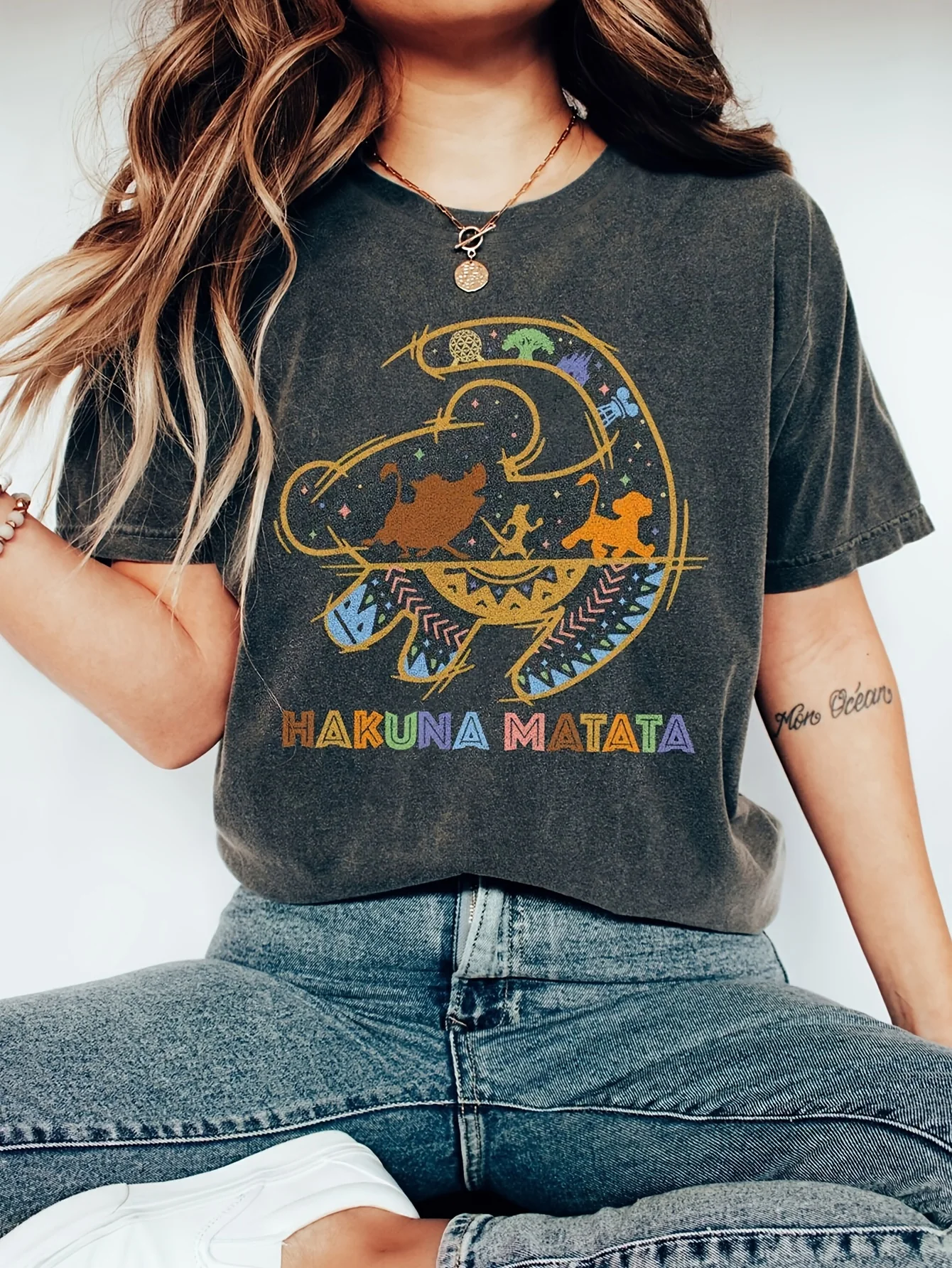 

Женская повседневная футболка DISNEY — модная мужская и женская футболка с короткими рукавами с мультяшным принтом «Hippie Soul»