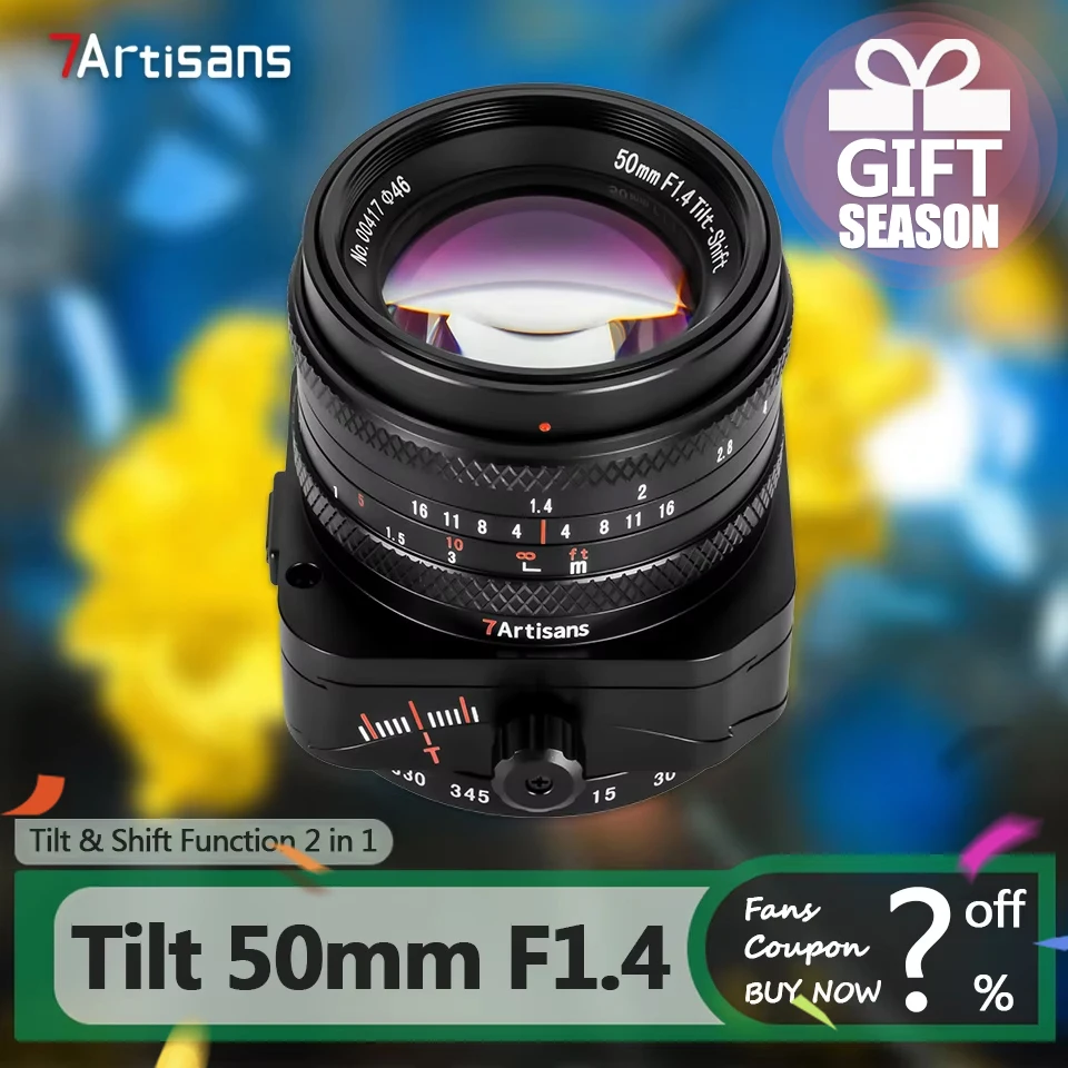 7Artisans Tilt Shift 50mm F1.4 Large Aperture APS-C Frame 2 in 1 Camera Lens for Photography with Sony E FX M43 Mount A7RIII XE4