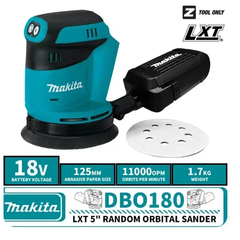 Makita DBO180Z 18V Lithium Ion Cordless Rechargeable Disc Random Orbital Sander Woodworking Sanding Putty Polishing Bare Tool