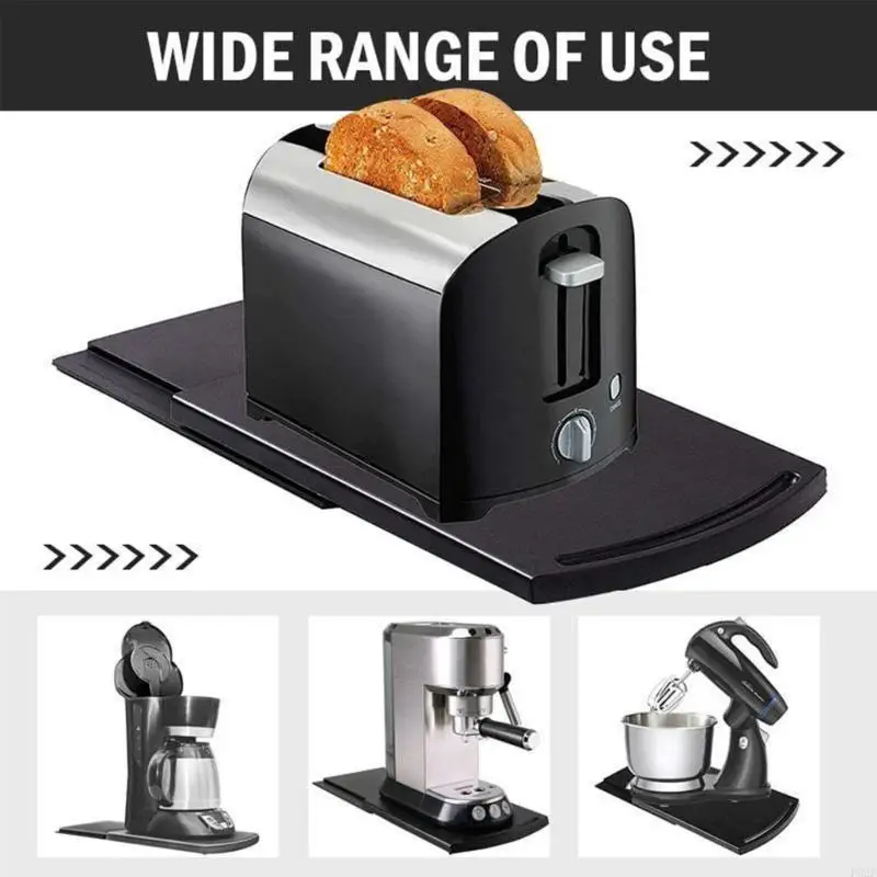 F92F Movable Coffee Home Stretch Base Square Coffee Maker Caddy Sliding Trays Stand