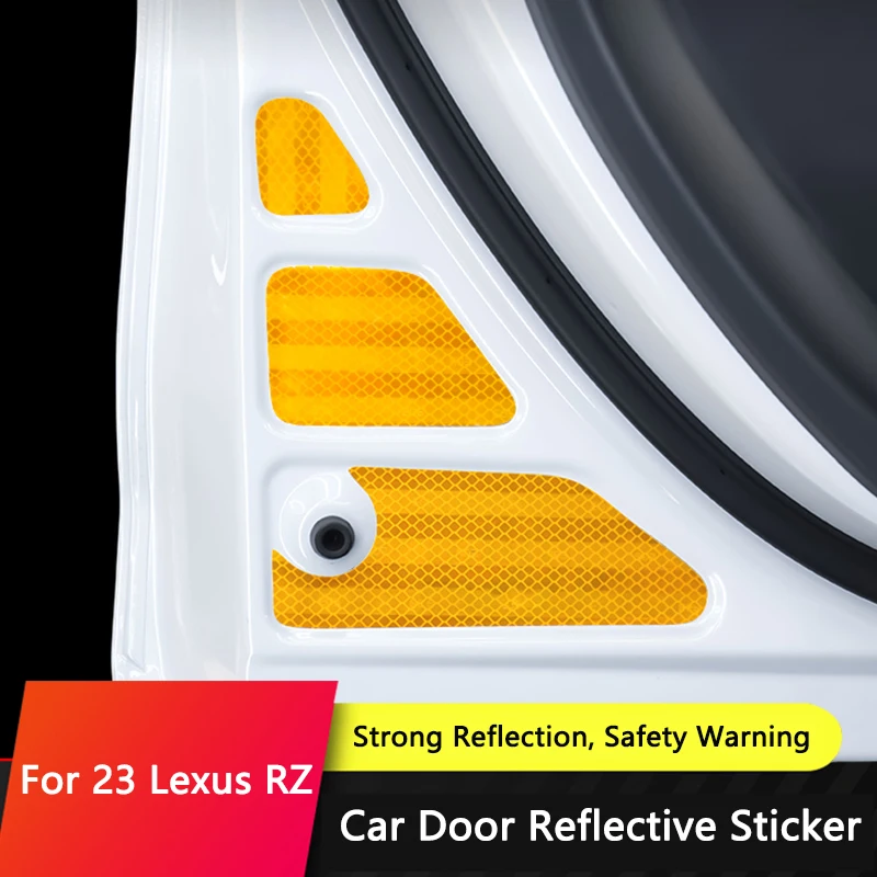 QHCP Car Door Reflective Sticker Warning Stickers 6Pcs Interior Decoration Stickers Complete Set Of Supplies For 23 Lexus RZ