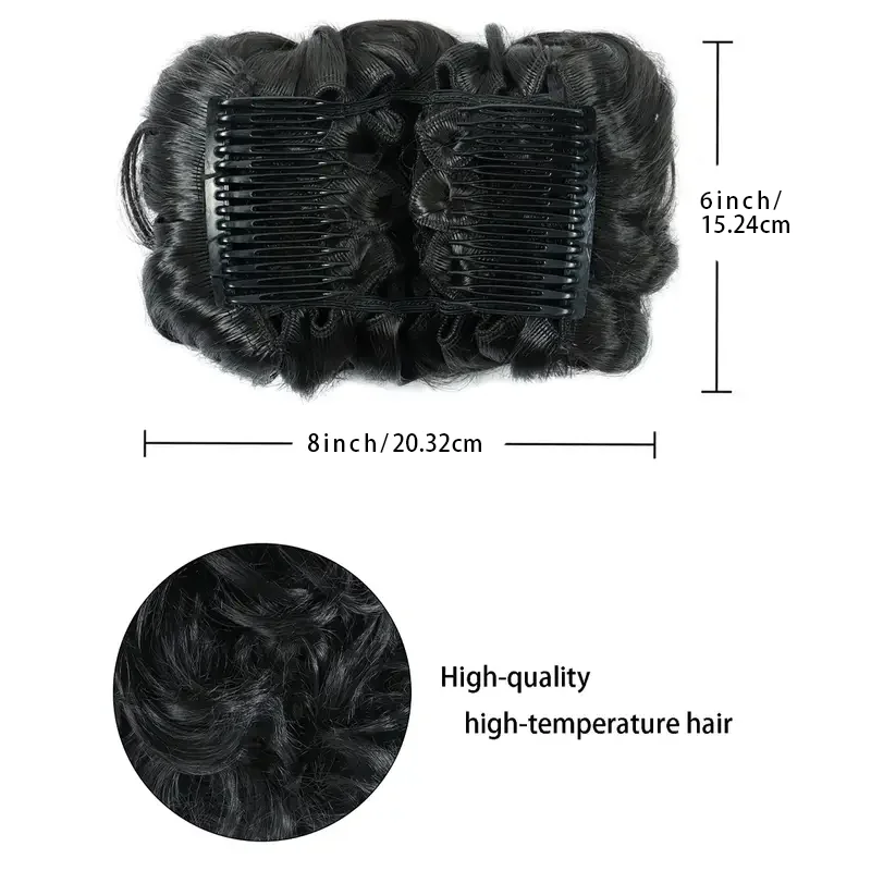지저분한 헤어 번, 합성 가발, 신부 헤어 번, 포니테일 추가 긴 머리 번, 빗 가발, 신부 헤어 장식