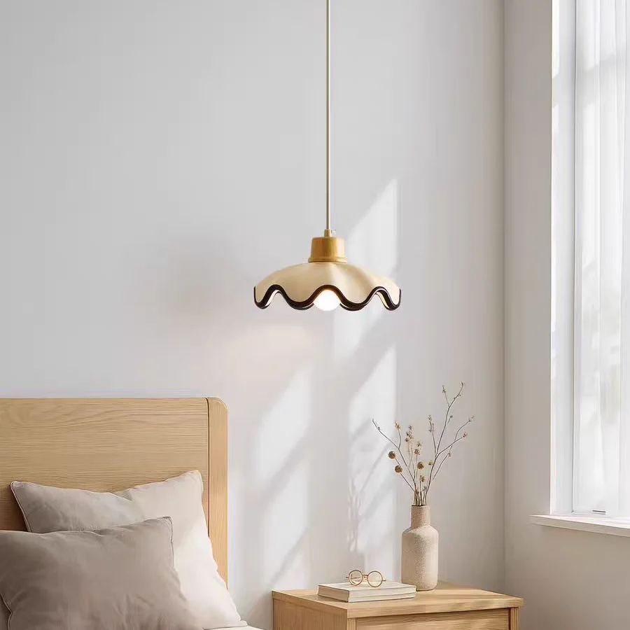 New Lovely Simple Wood Pendant Light Resin Green Colorful Fresh E27 Chandelier For Living room Table Bedside