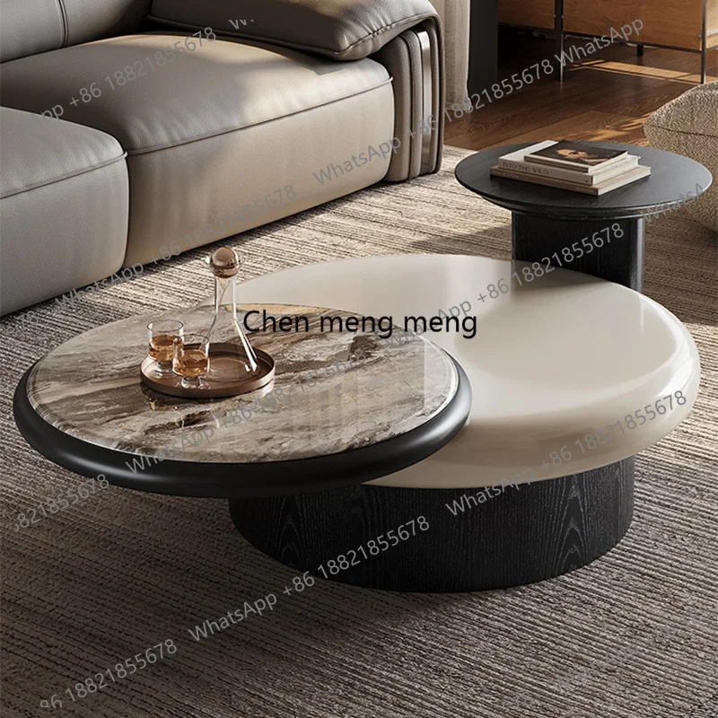 RR Luxury Coffee Table Set with Rotating Tabletop Modern Simple Round Coffee Tables Living Room Center Table Home Sofa Side Tabl