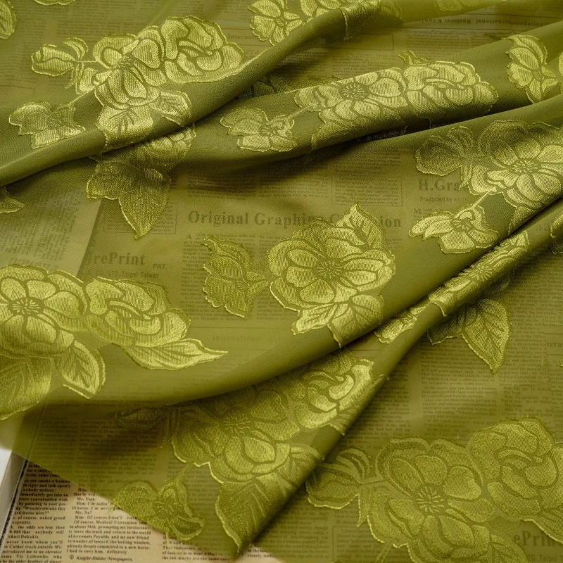 Soft and Sheer Floral Weave Chiffon Fabric for Sewing Clothing and Dressmaking By The Meter