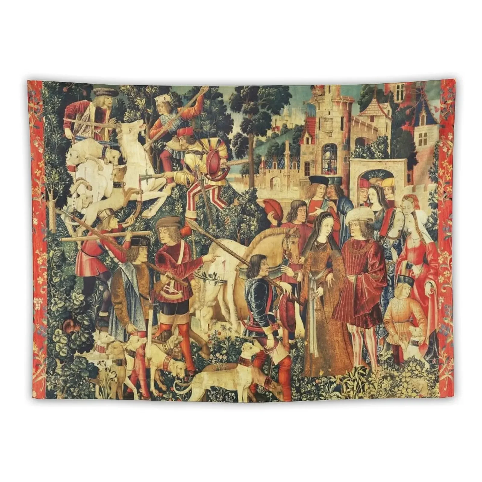 Unicorn is Killed and Brought to the Castle Tapestry Aesthetic Room Decors Decorative Wall Mural Tapestry