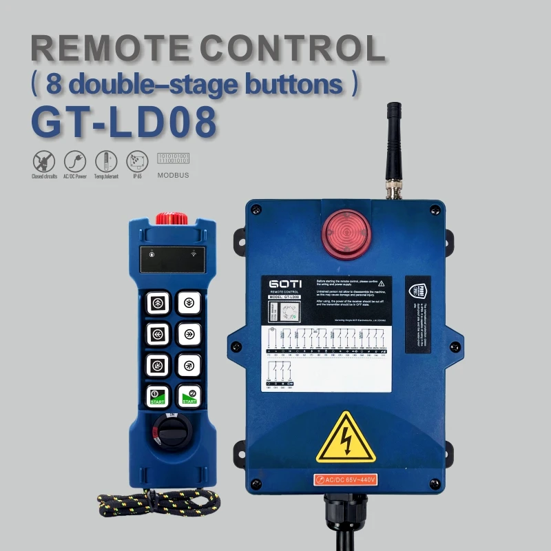 GT-LD08 Industrial Wireless Crane Hoist Remote Control Switch Double Speed 8 Channel Replace UTING F24-8D F26-A3 TELEcontrol