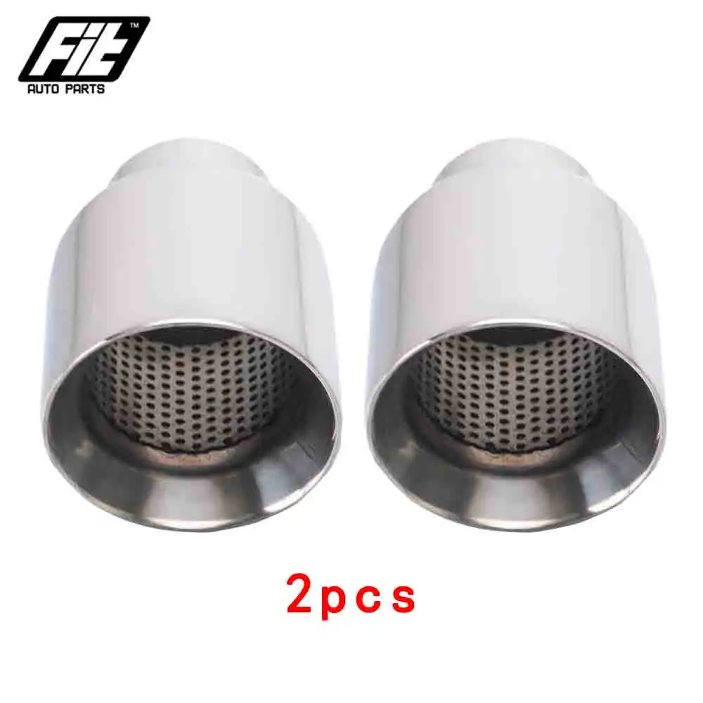 

2PCS Car Exhaust Muffler Tip Stainless Steel 63mm inlet 102mm Slant Outlet Universal Exhaust Throat Muffler Tailpipe tip