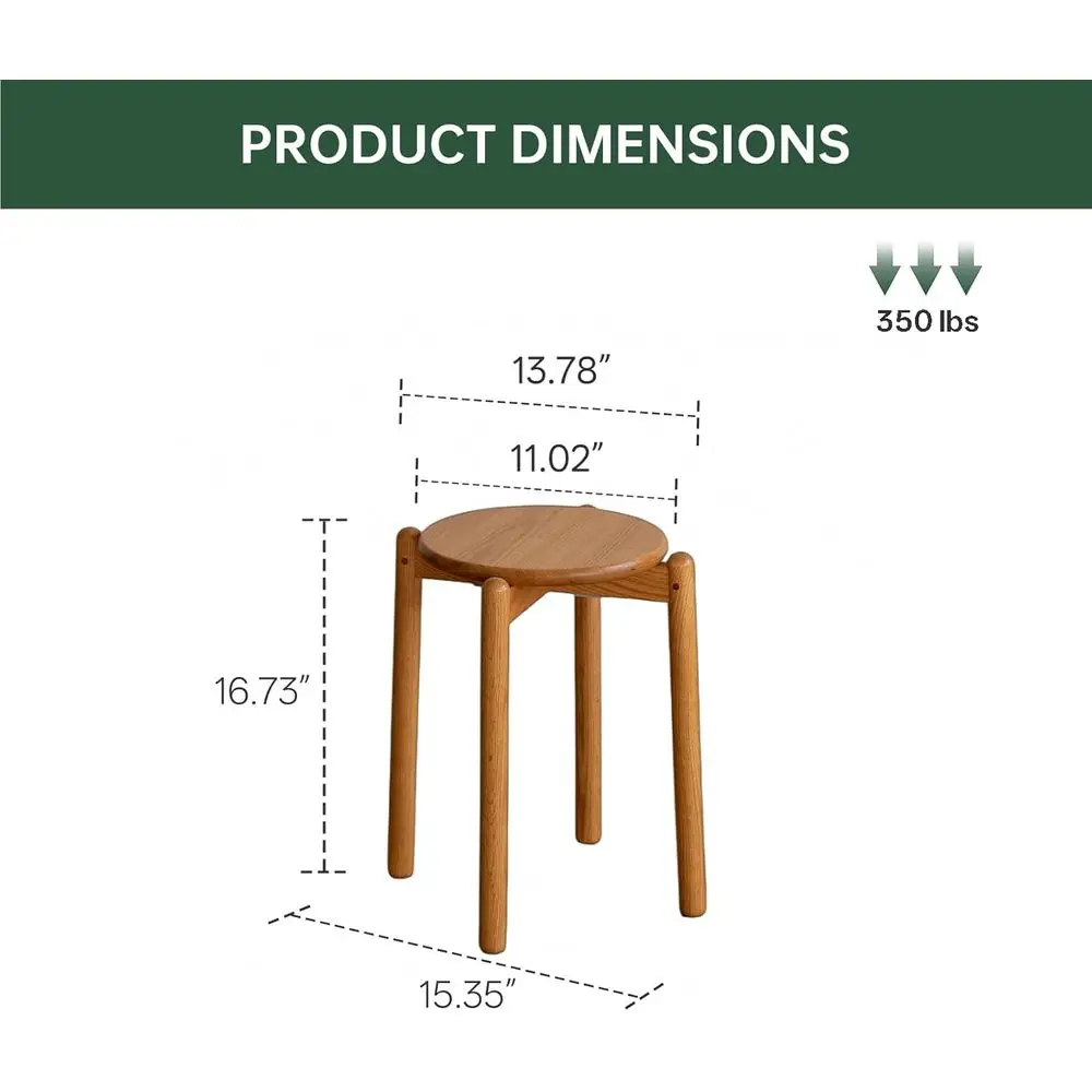 Oak Stackable Stool, Small Plant Stand, Round Wooden Stool or Dining Room, Living Room, Entryway, Classroom, School, 15.4