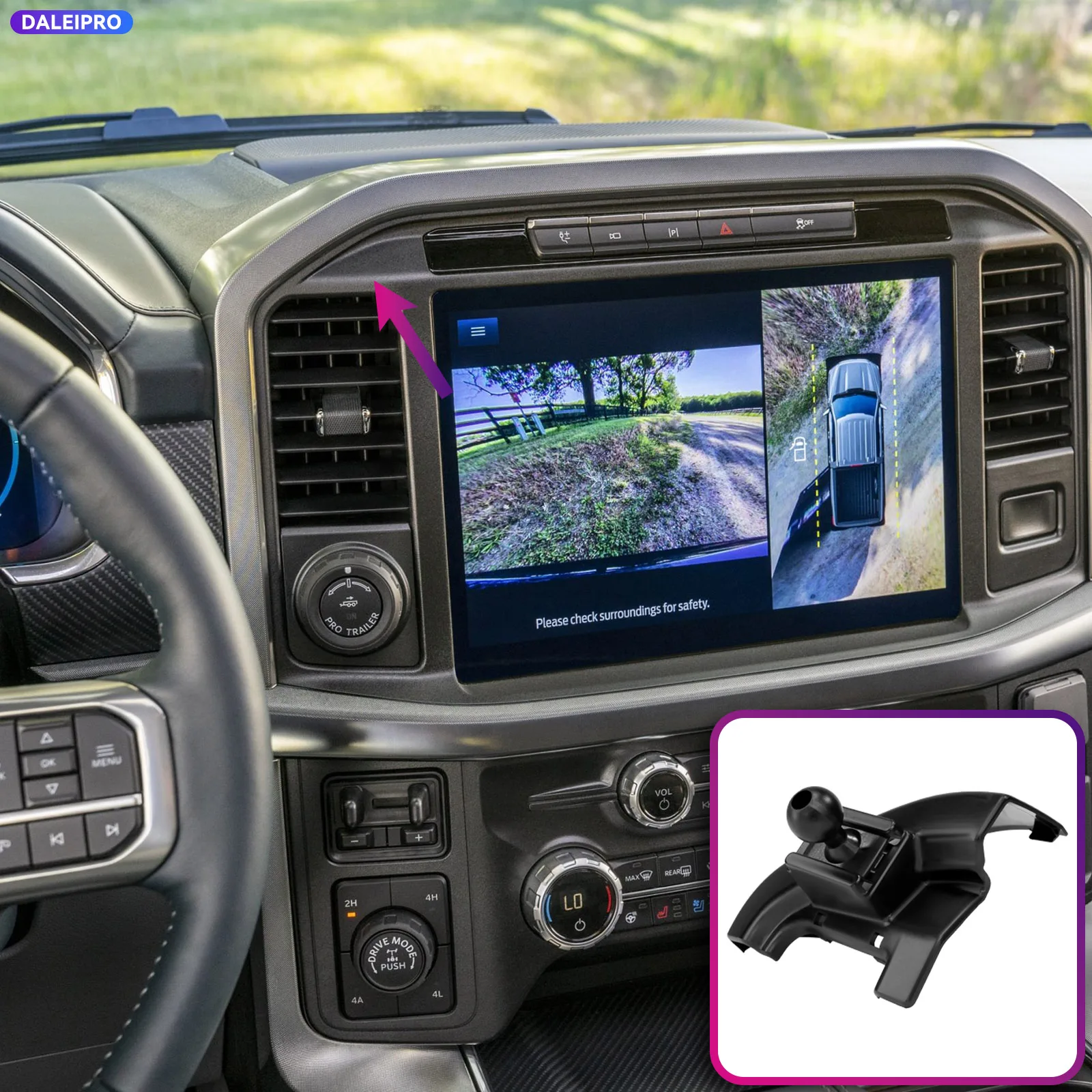 For Ford F-150 Raptor 2021 2022 2023 Vehicle-Specific Phone Holder Base Smart Car Phone Mount 66W Charging Holder Accessories