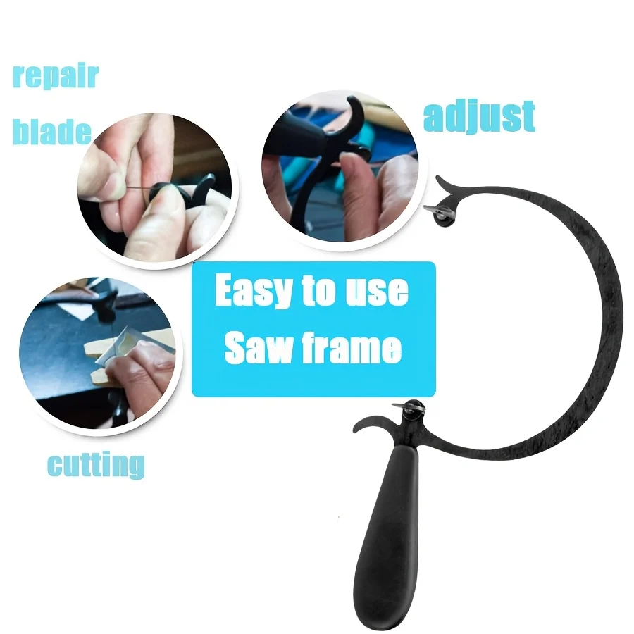 Manual Jewelry Saw Frame with 12pcs Curved Blade -  Metal Craft Tool for Precision Cutting Jewelers, Woodworking & Metalworking