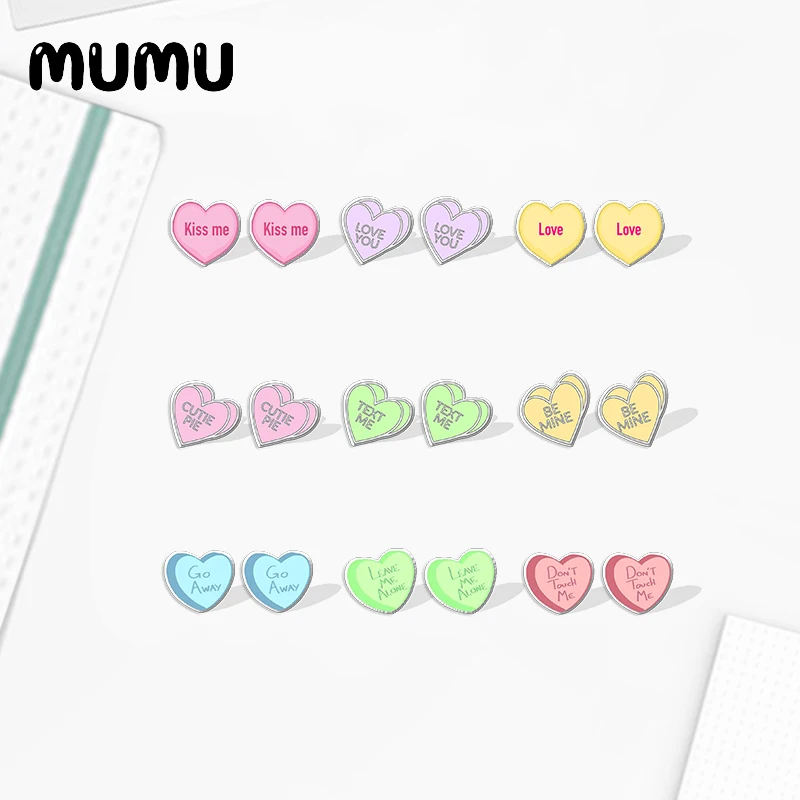 2020 New Candy Hearts Quote Acrylic Stud Earring Only You Earrings Resin Epoxy Jewelry Gifts Fans