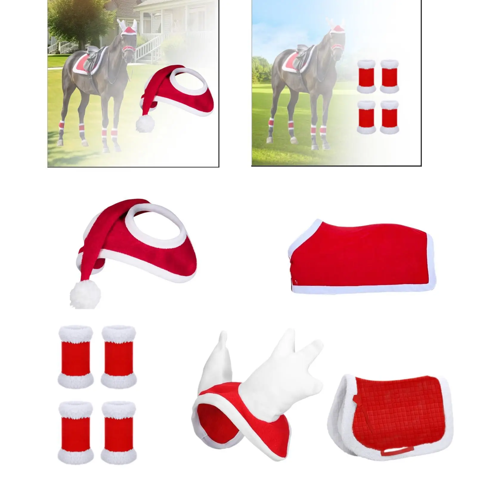 Xmas Horse หมวกอุ่นอุปกรณ์ขี่ม้ากํามะหยี่หนา Horse Party หมวกสําหรับ