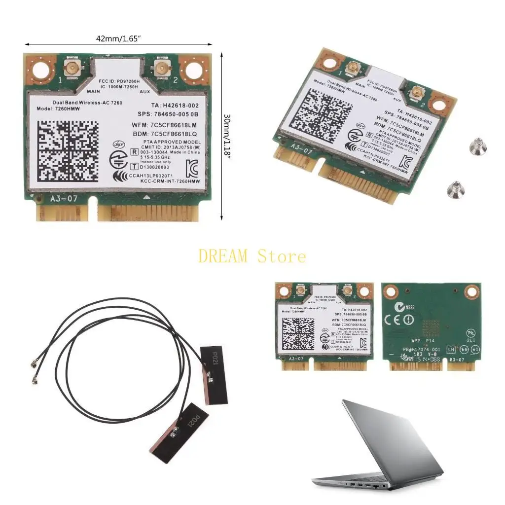 

7260 7260HMW Двойная полоса 2.4+5G 1200 Мбит/с 802.11a/b/g/n Wi-Fi Bt Wireless-N Half Mini PCI-E Card для/ISUS Best Sale