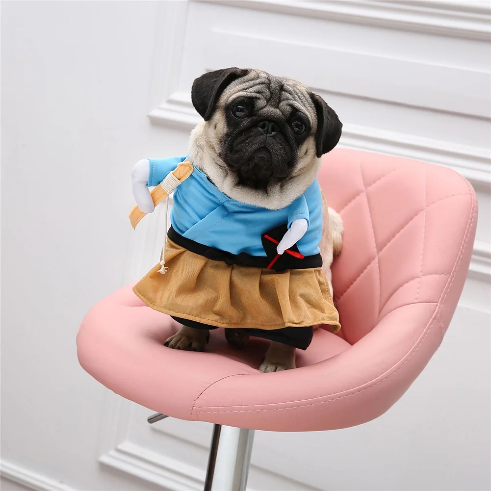 Halloween Clothes Samurai Funny Upright Costume Fancy Dress Up For Cats Dogs Cosplay Suit For Chihuahua Dog Accessories
