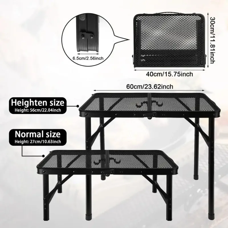 Grill Table, Camping Table 2ft Metal Collapsible Grill Table Height Adjustable Lightweight amp Portable Grill Stand Table