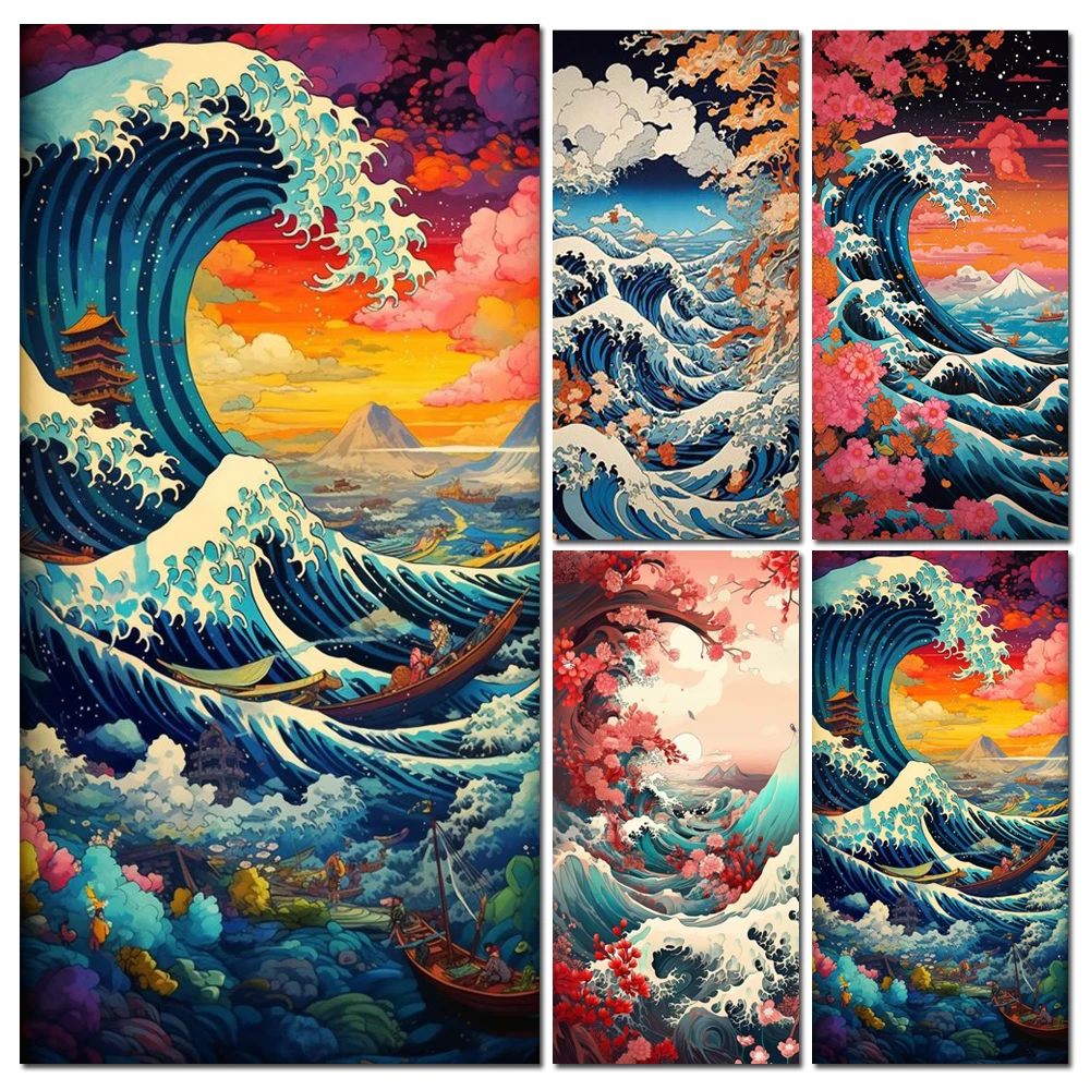 DIY Diamond Painting Large Size Abstract Landscape Wave 5d Diamond Mosaic New Arrival Embroidery Cross Stitch Kits Home Decor