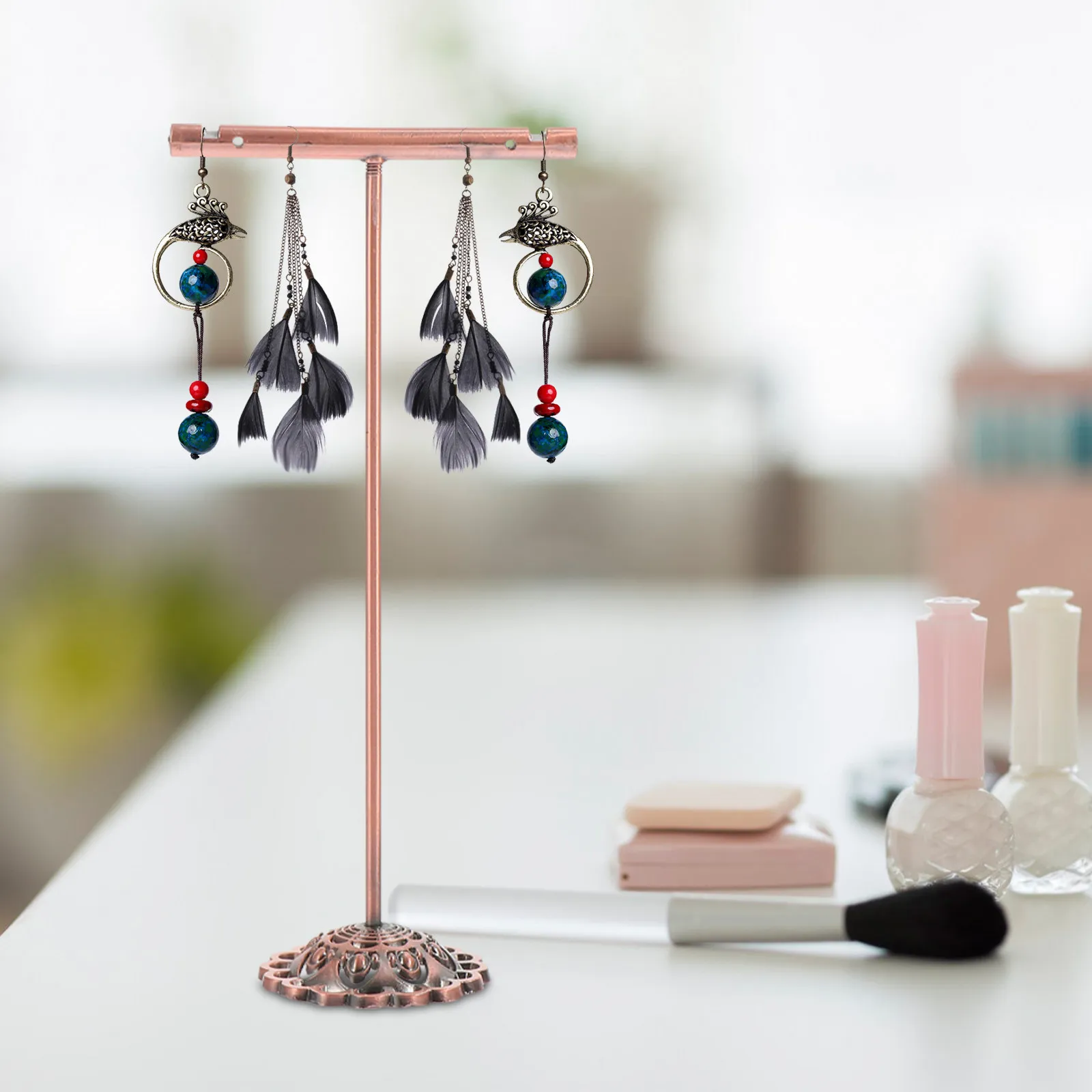 3Pcs Metal Earring Storage Rack T Shape Jewelry Display Shelf for Desktop Retail Store Counter Window Display Organizer