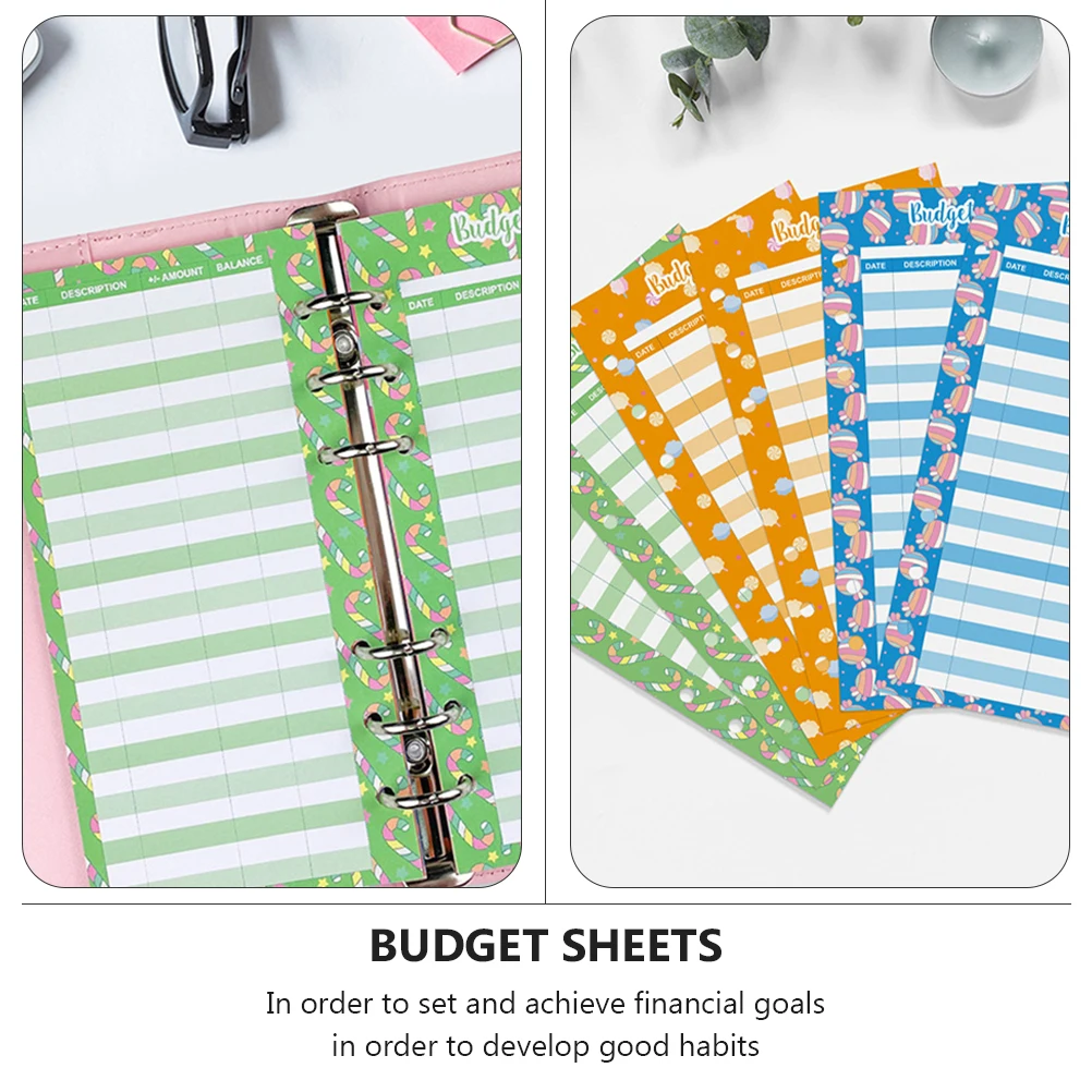 

24 Pcs Candy Print Card Budget Paper for Making Envelopes Cash System Budgeting Tools Binder Money Tracker Planner Cards