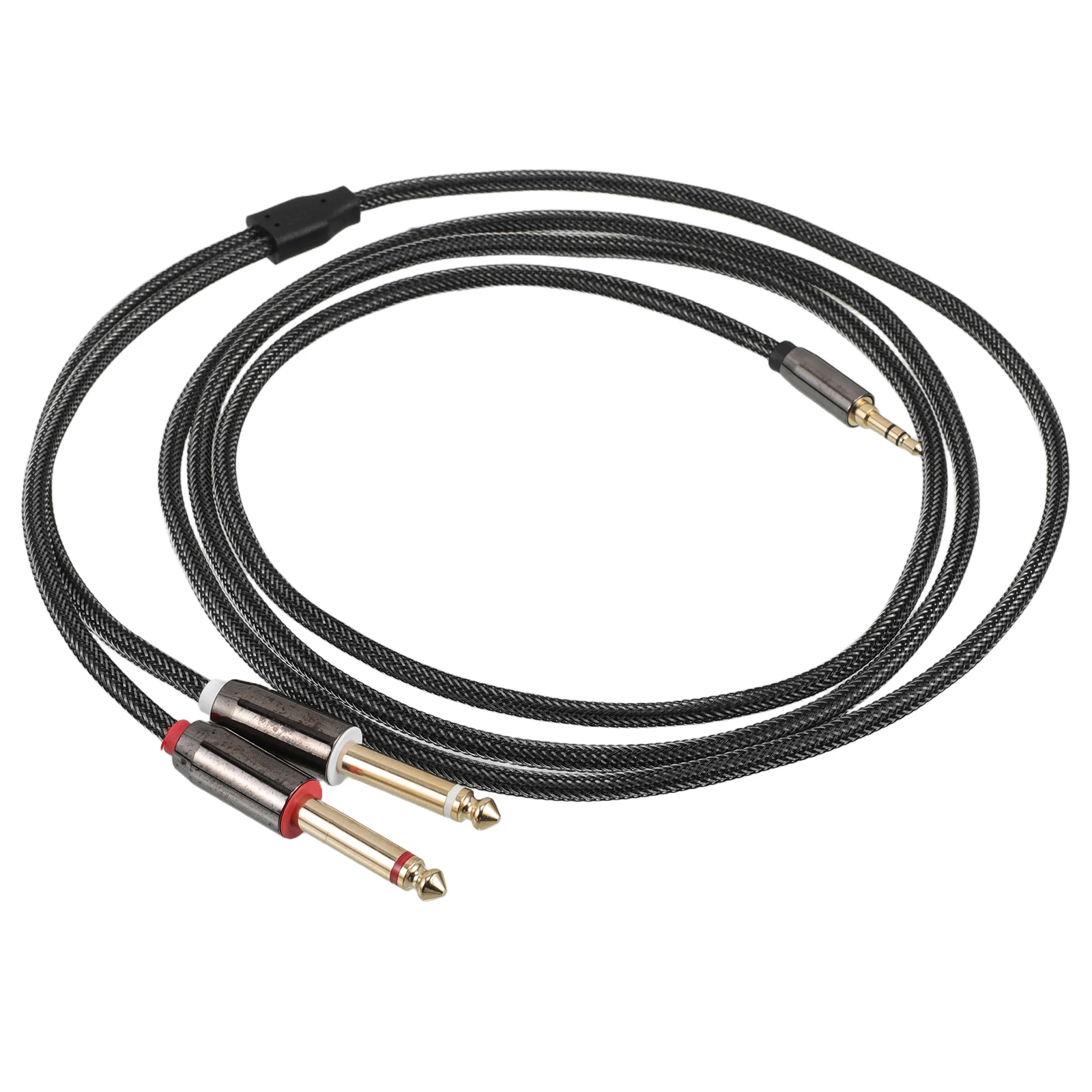 

3.5mm to Dual 6.5mm Audio Cable 6.35mm Two Core PC Mixer Black 1.8m Durable Transmission Stable Quality Guitar Wire Audio Cord