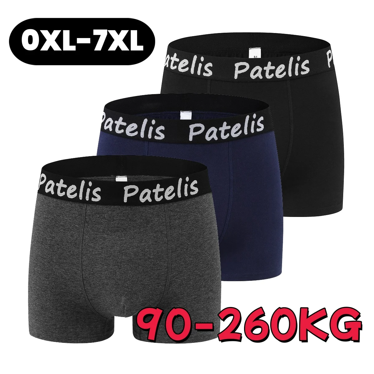 

Plus Size 90-260kg Cotton Boxers for Men Underwear Shorts Big 1pc/3pcs Set Classic Breathable Panties Homme Underpants Clothing