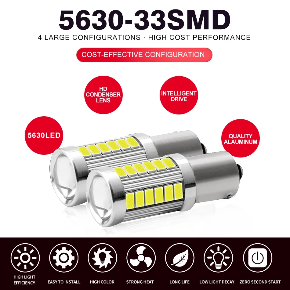 2pcs LED 1156 BA15S P21W 1157 P21/5W BAY15D For Car Truck ATV Light Canbus Super Bright 5630SMD Turn Signal Lamp DRL Bulb 12V