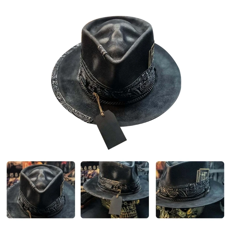 Halloween Skull Cowboy Hat Spooky and Stylish Headwear Ornament for Halloween Party Background Household Celebrations