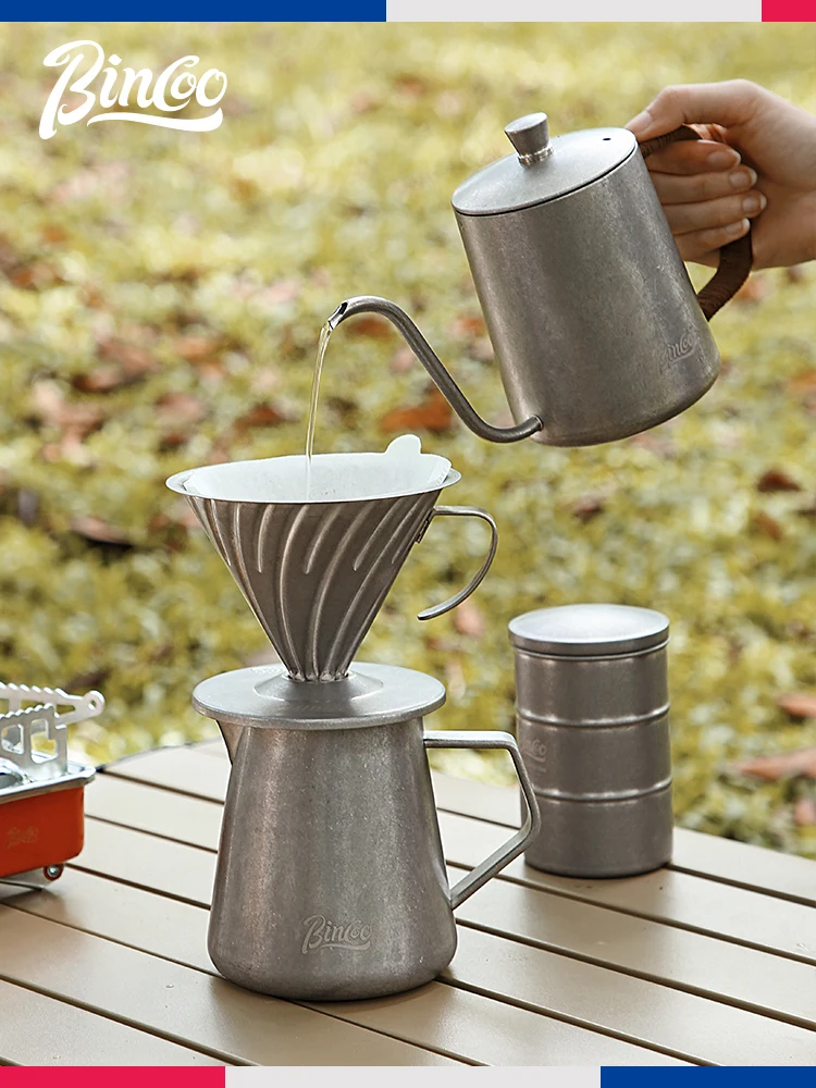 Outdoor hand brew coffee maker Camping coffee equipment Coffee filter cup Stainless steel portable hand brew set