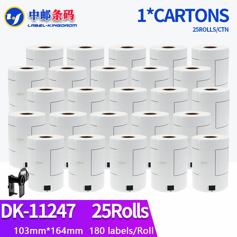 

25 Refill Rolls Brother Compatible DK-11247 Label 103mm*164mm 180Pcs Work For Thermal Printer QL-1100/QL-1110NWB DK-1247