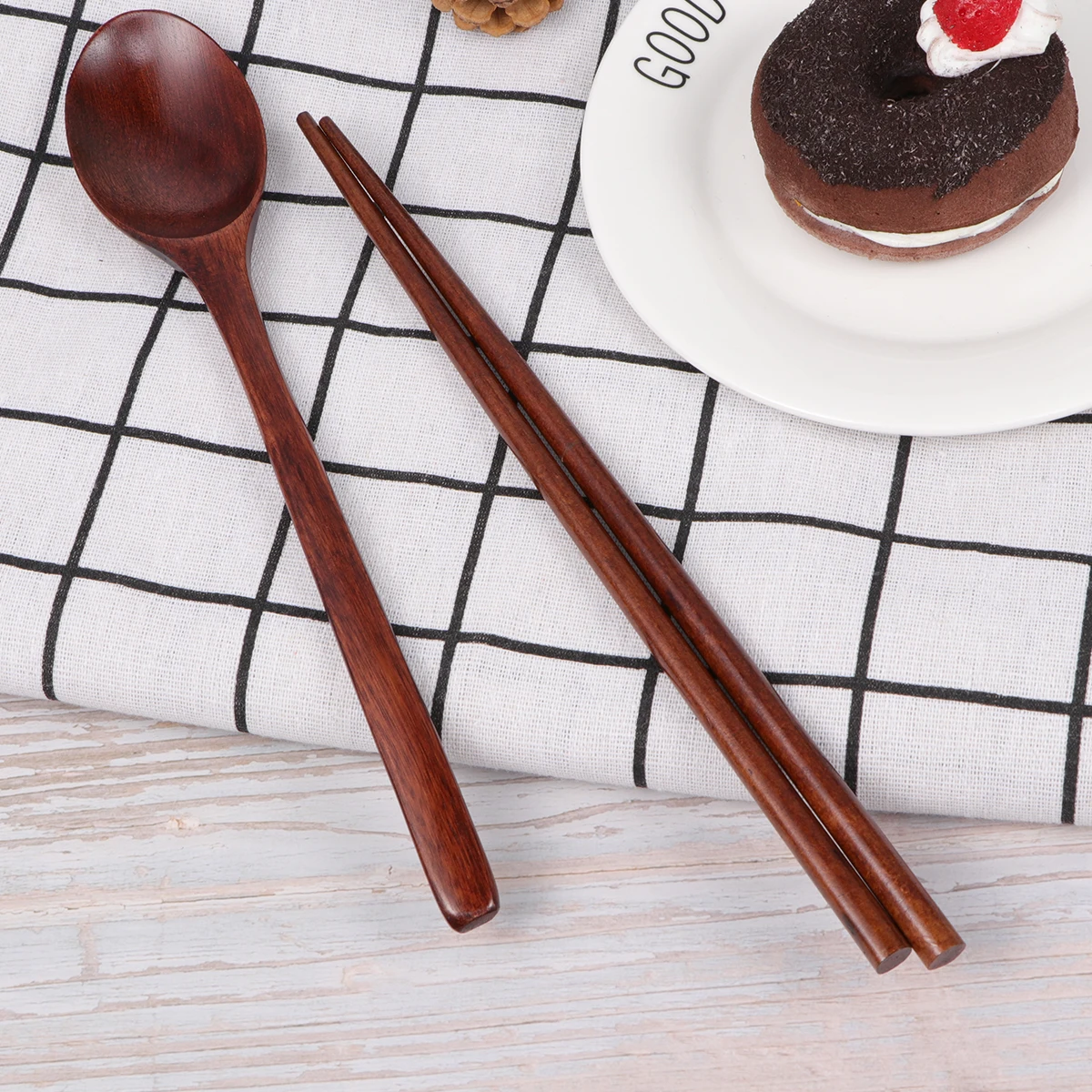 

1Set Wooden Chopsticks Spoons Ecofriendly Plant Oil Coated Home Restaurant Travel Camping Hiking Tableware Set