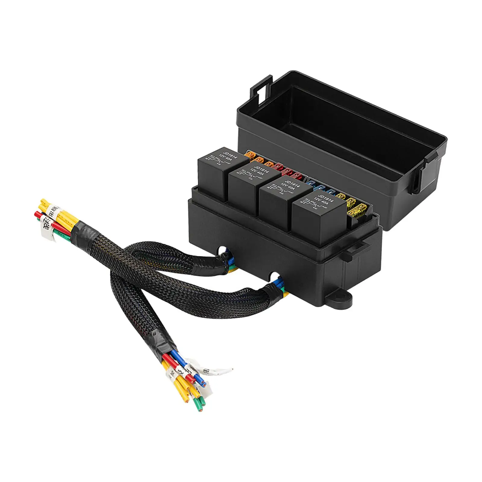 12 Way Relay Fuse Box Holder 12V Pre Wires Ato Atc Fuse Wiring Harness 5 Pin 40A Relay for Truck Marine Yachts SUV Boat