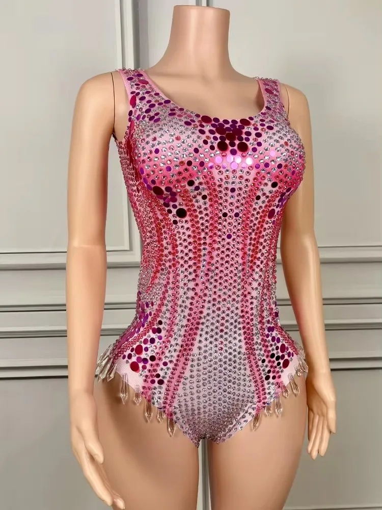 

Женский комбинезон с блестящими кругами, розового цвета