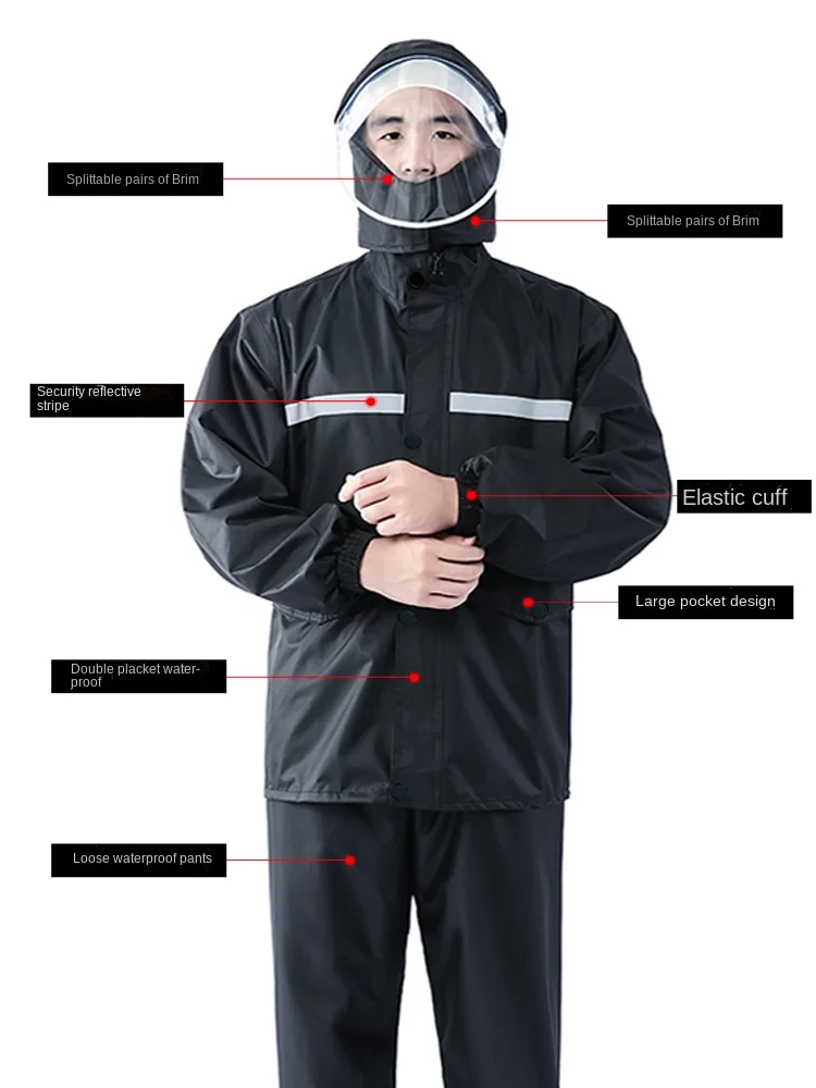 

Raincoat Rain Pants Suit Full Body Rainproof Electric Car Adult Long Take-Out Single Split Riding Waterproof Poncho