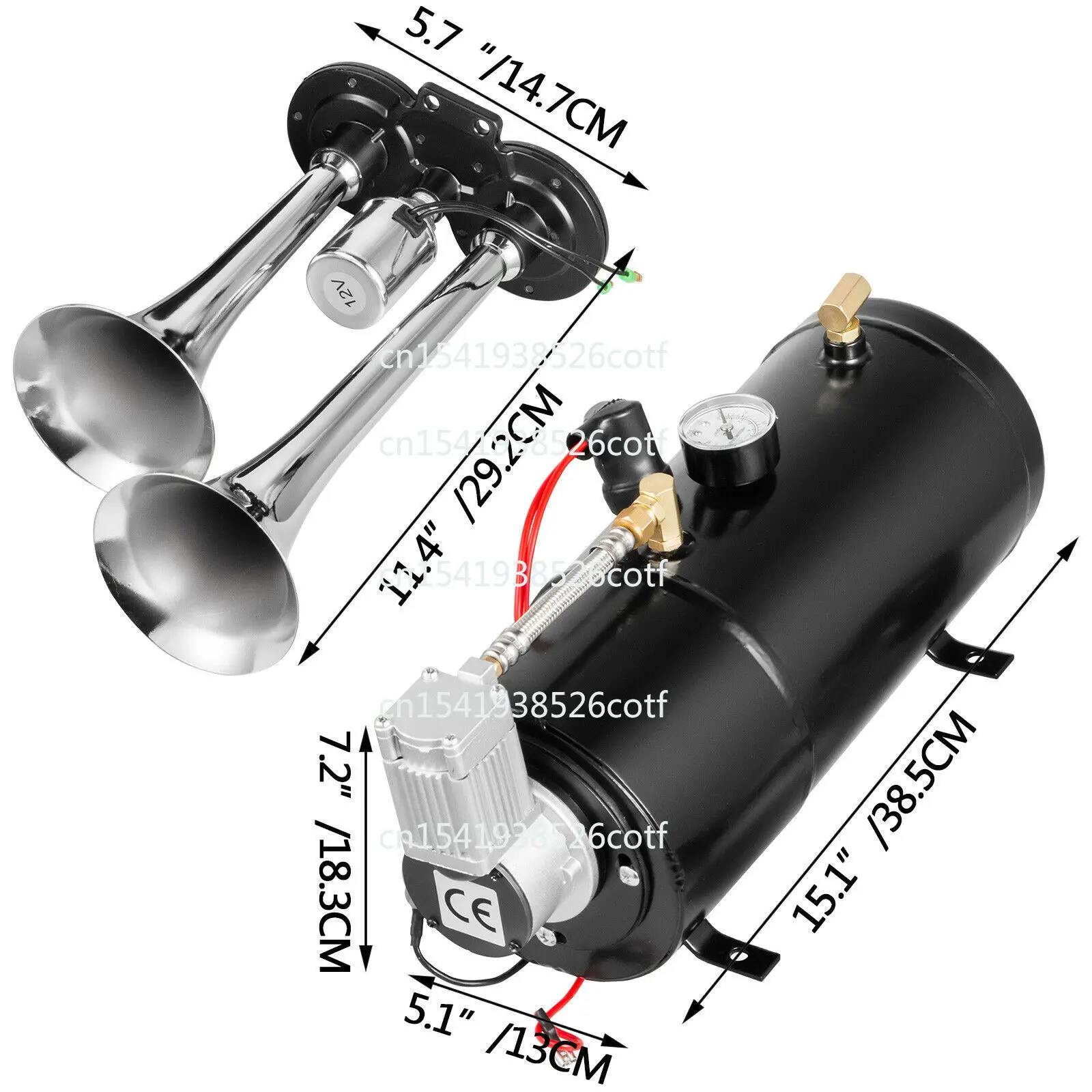 

Car Double Pipe Air Compressor Horn Kit Modified Car Air Pump
